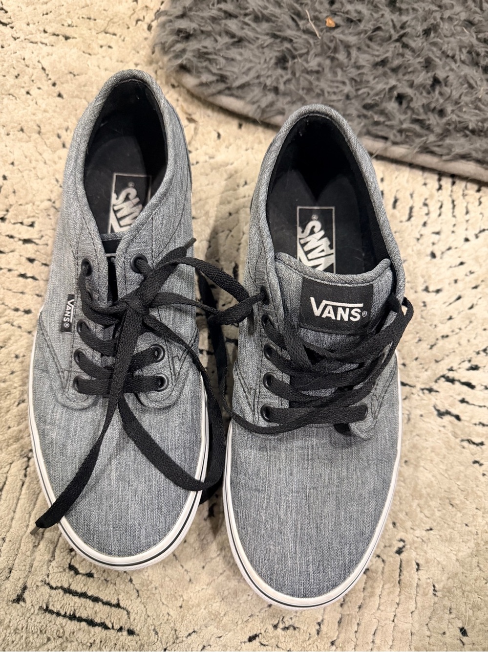 Vans Men's Gray Canvas Low-Top Sneakers with Black Laces